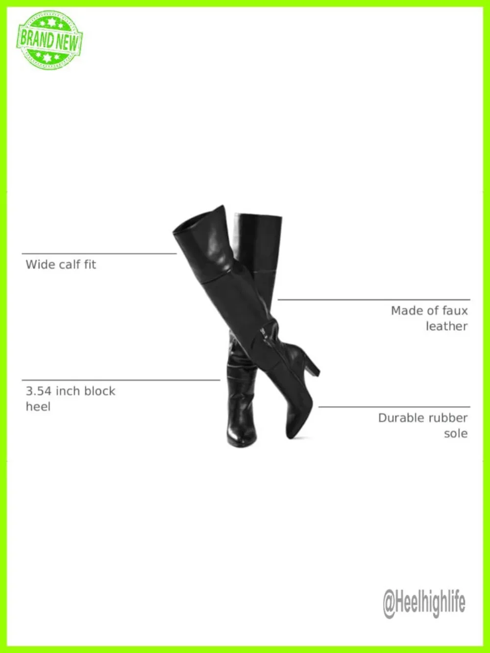 Faux Leather Over the Knee Boots Chunky Heel Wide Calf Pointed Toe Block Heel